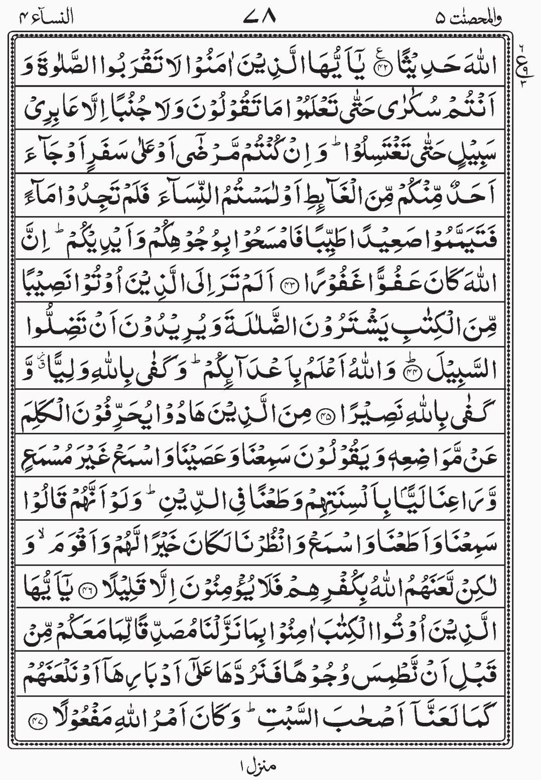 Read Surah Al Nisaa, Wal Mohsanat, Para 5, Juz 5