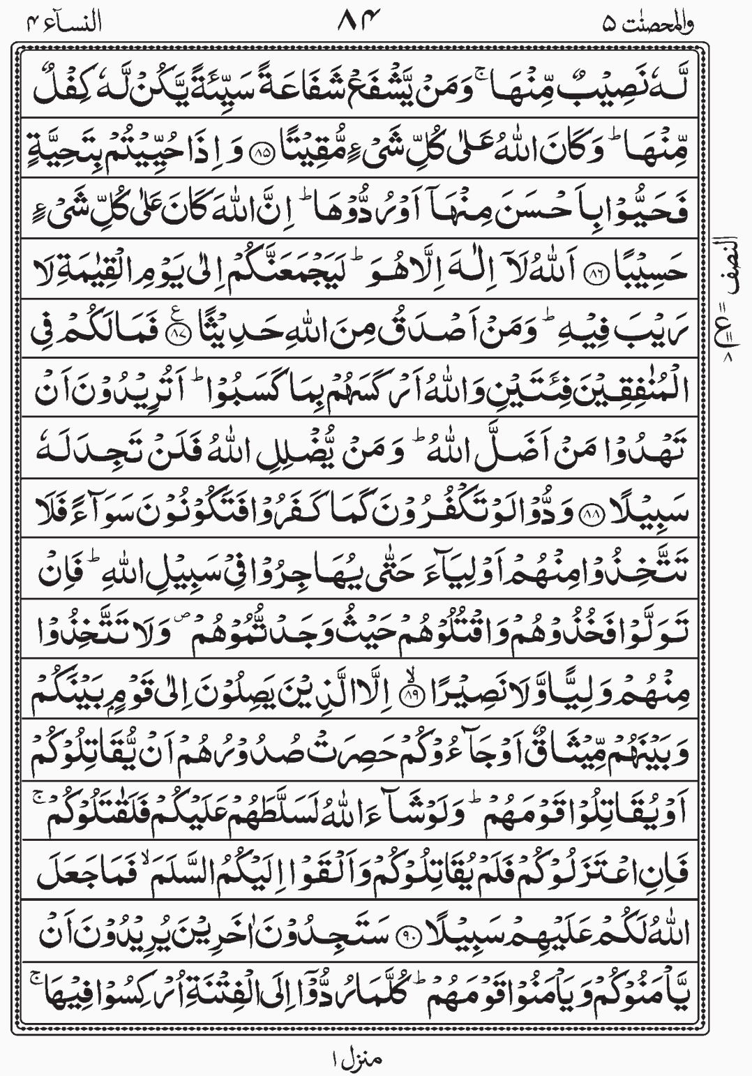 Read Surah Al Nisaa, Wal Mohsanat, Para 5, Juz 5