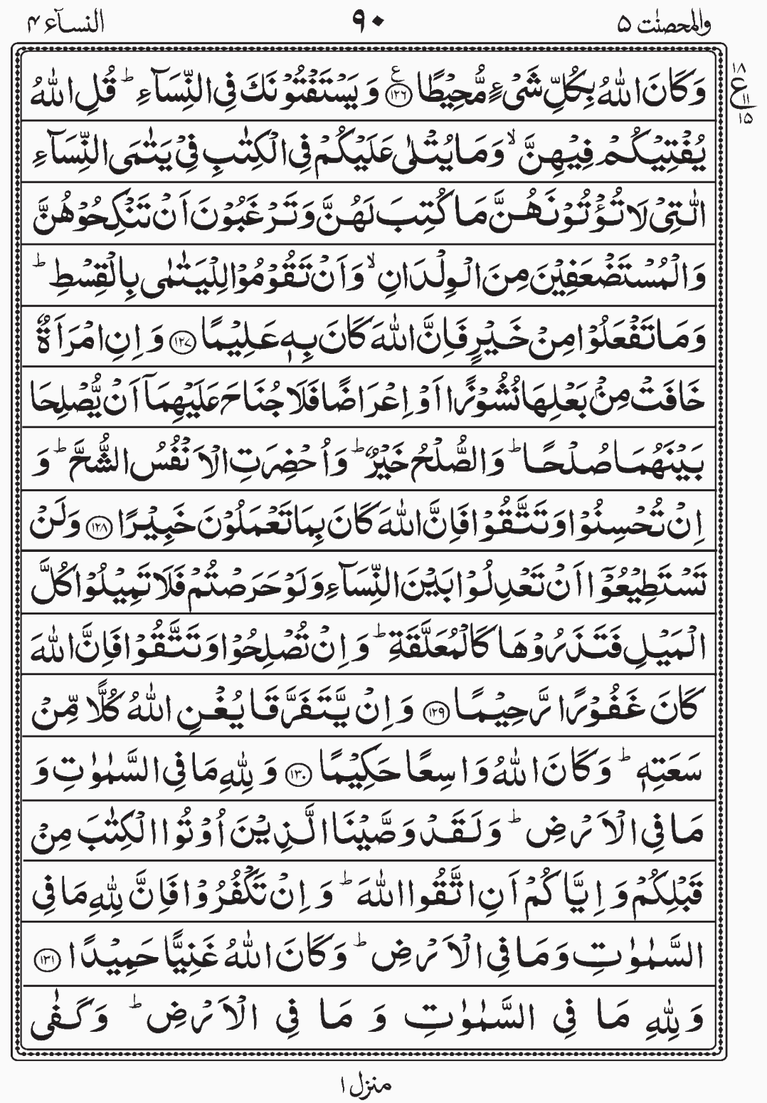 Read Surah Al Nisaa, Wal Mohsanat, Para 5, Juz 5