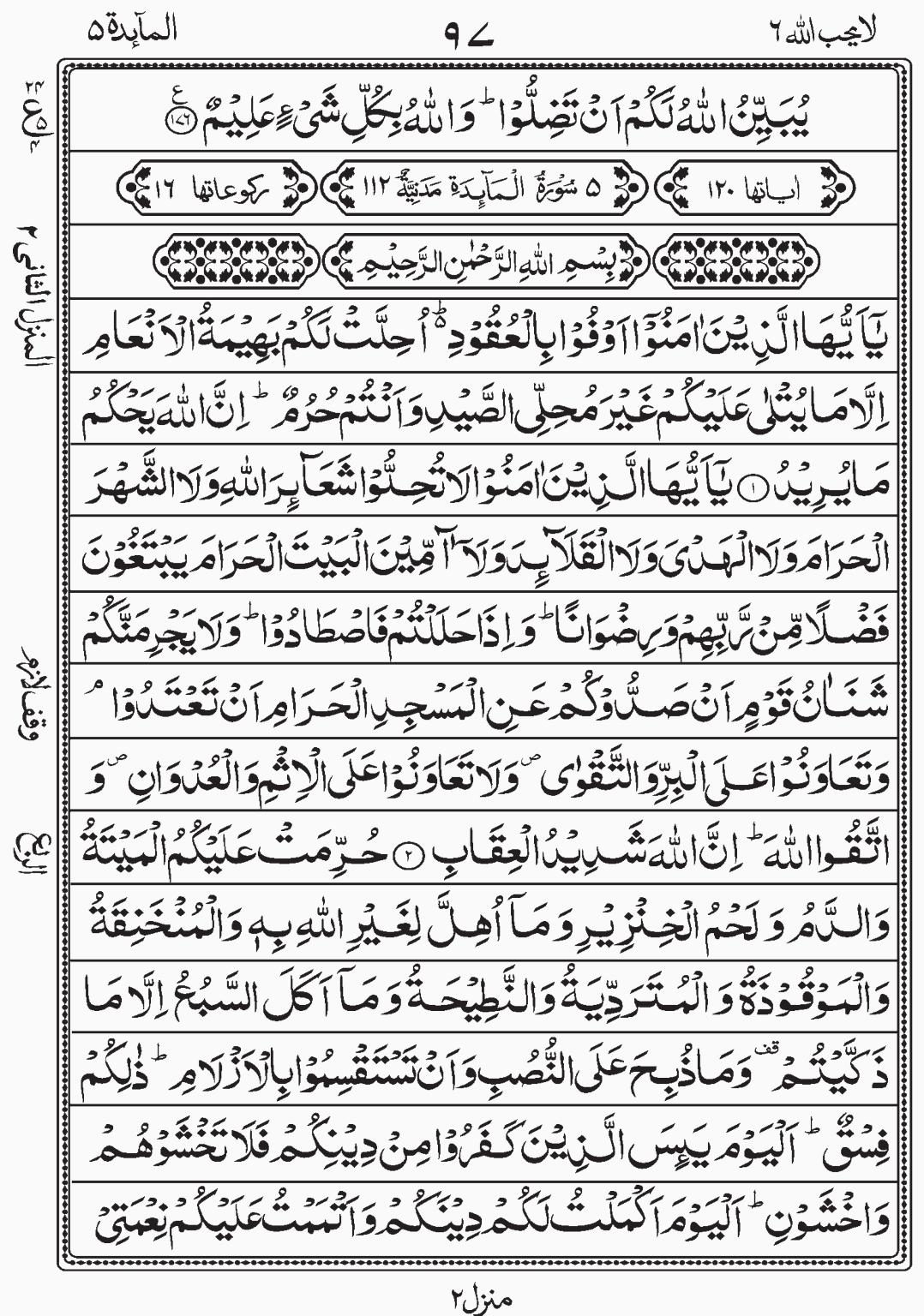 Read Surah Al Maidah, La Yuhibbullah, Para 6, Juz 6