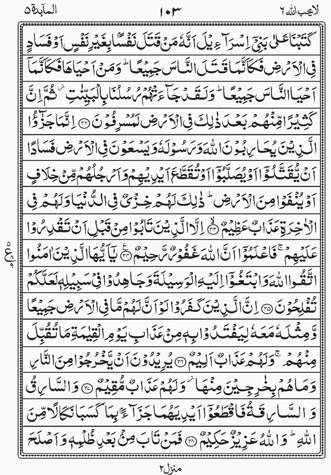 Read Surah Al Maidah, La Yuhibbullah, Para 6, Juz 6