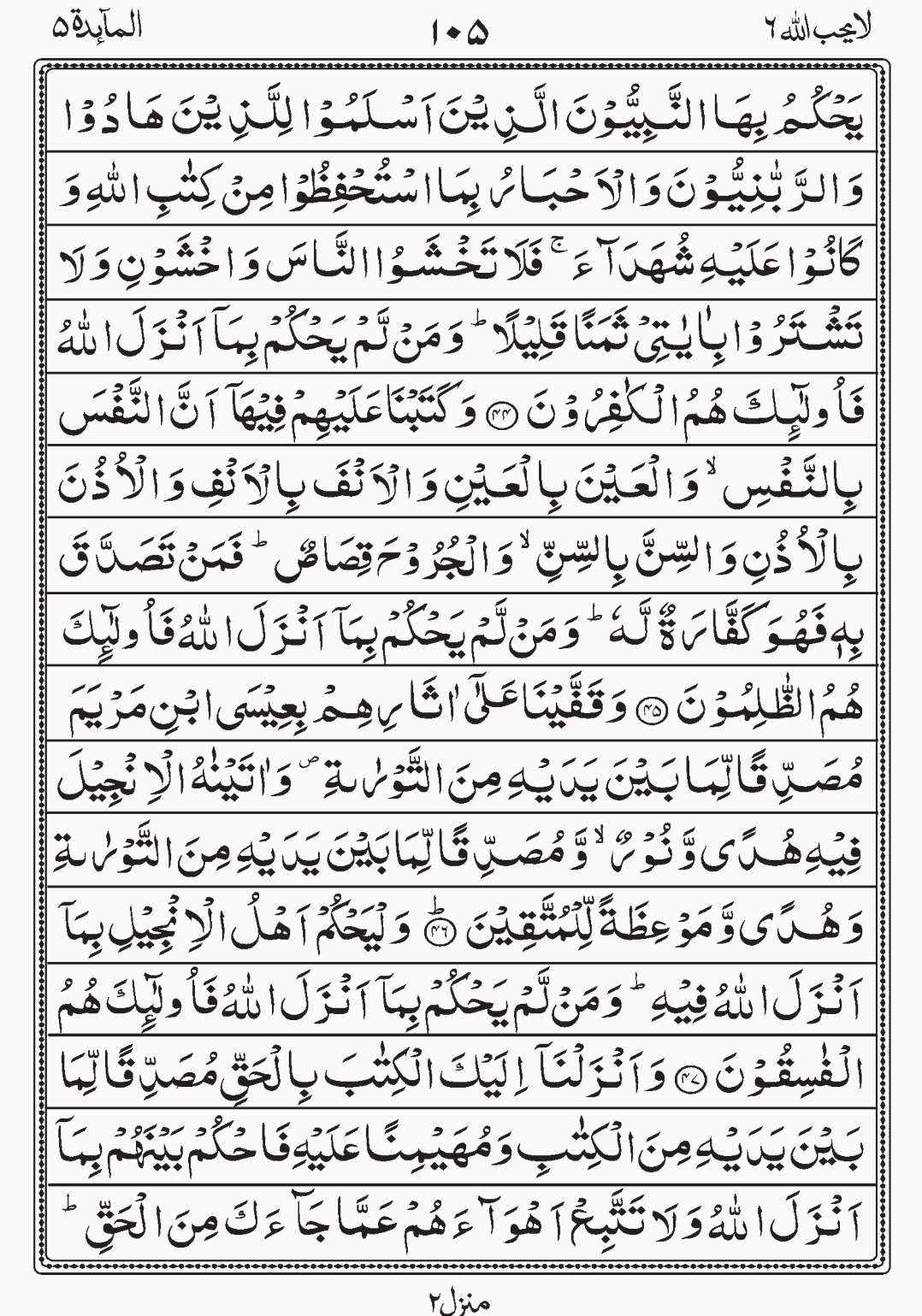 Read Surah Al Maidah, La Yuhibbullah, Para 6, Juz 6