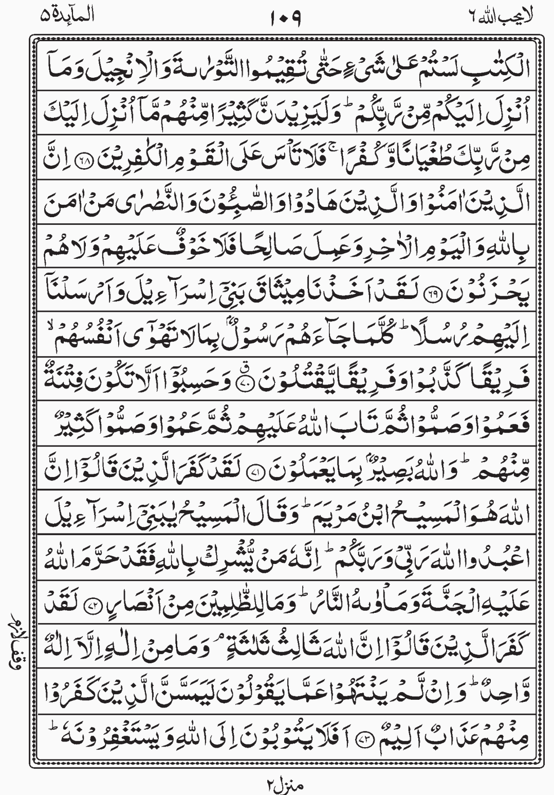 Read Surah Al Maidah, La Yuhibbullah, Para 6, Juz 6