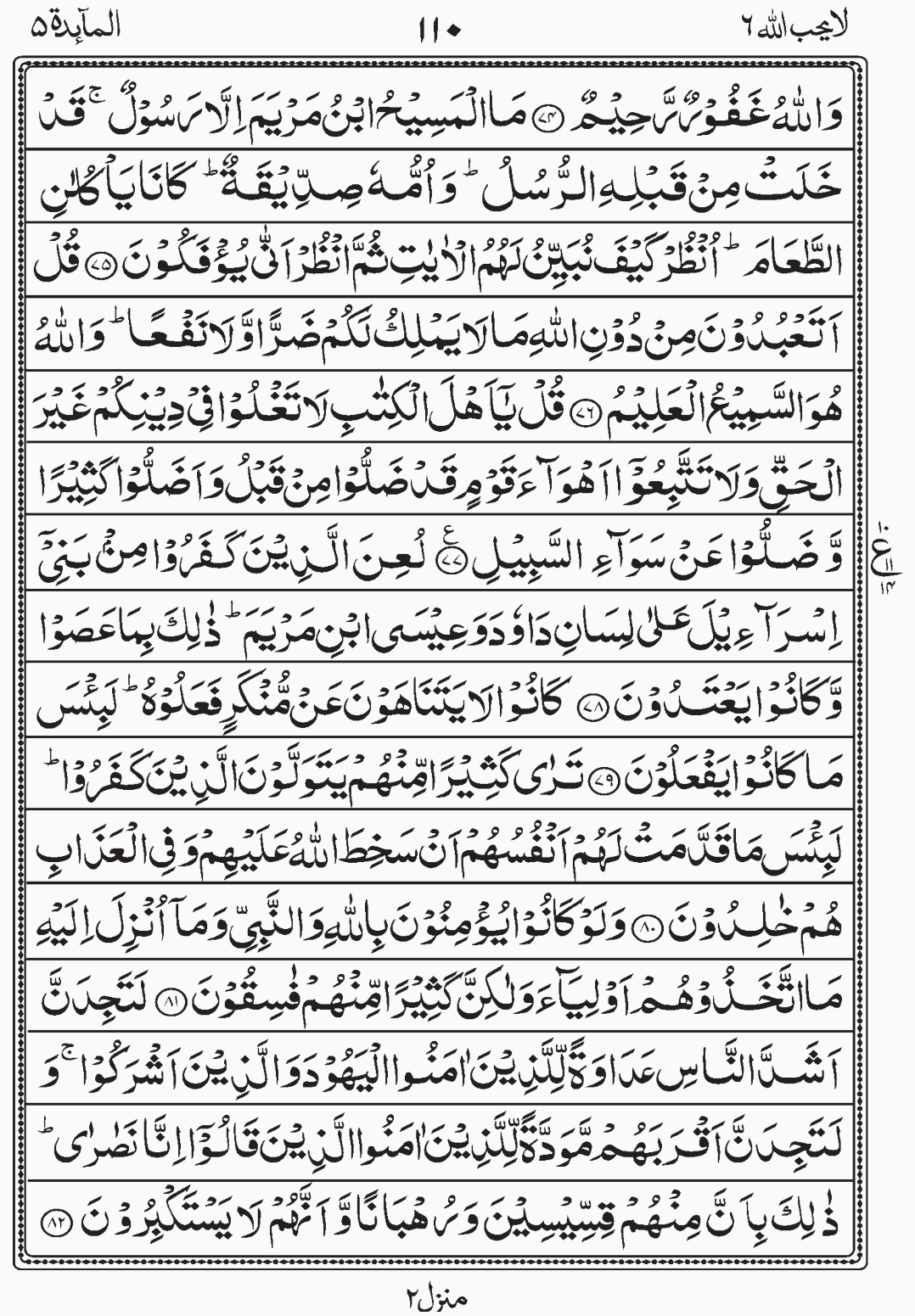 Read Surah Al Maidah, La Yuhibbullah, Para 6, Juz 6