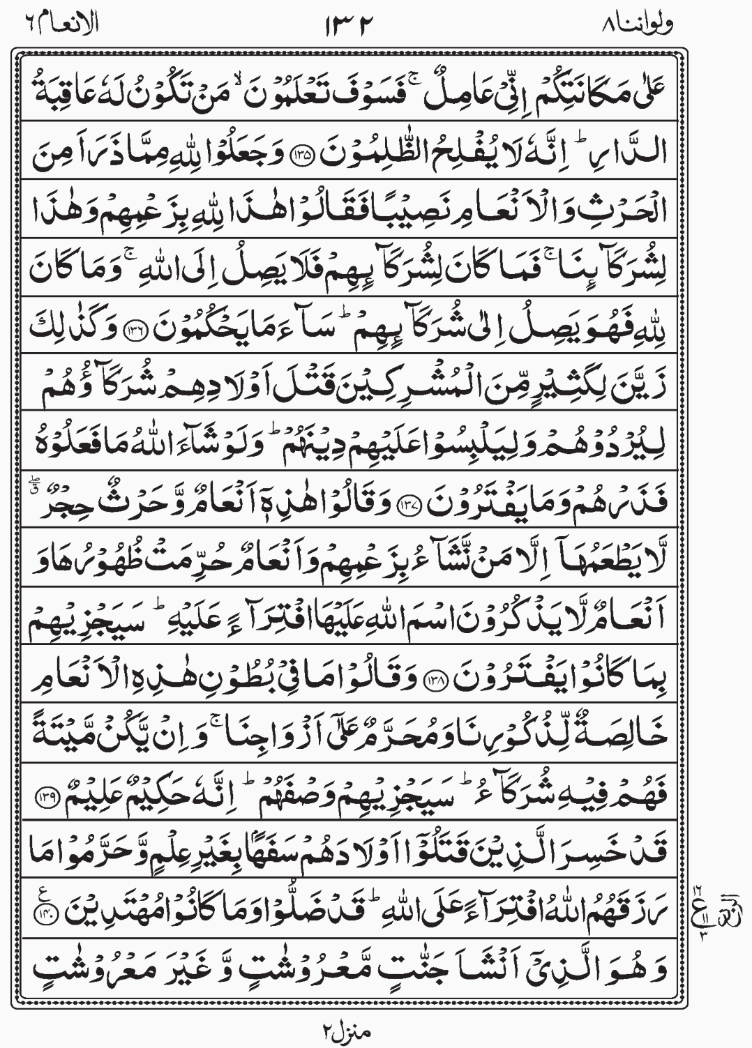 Read Surah Al Anam, Wa Lau Annana, Para 8, Juz 8