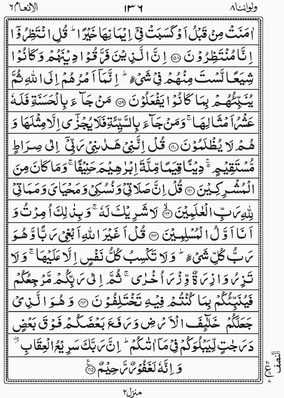 Read Quran, Surah Al An'am. Para 8 Juz 8 Wa Lau Annana readislam.info