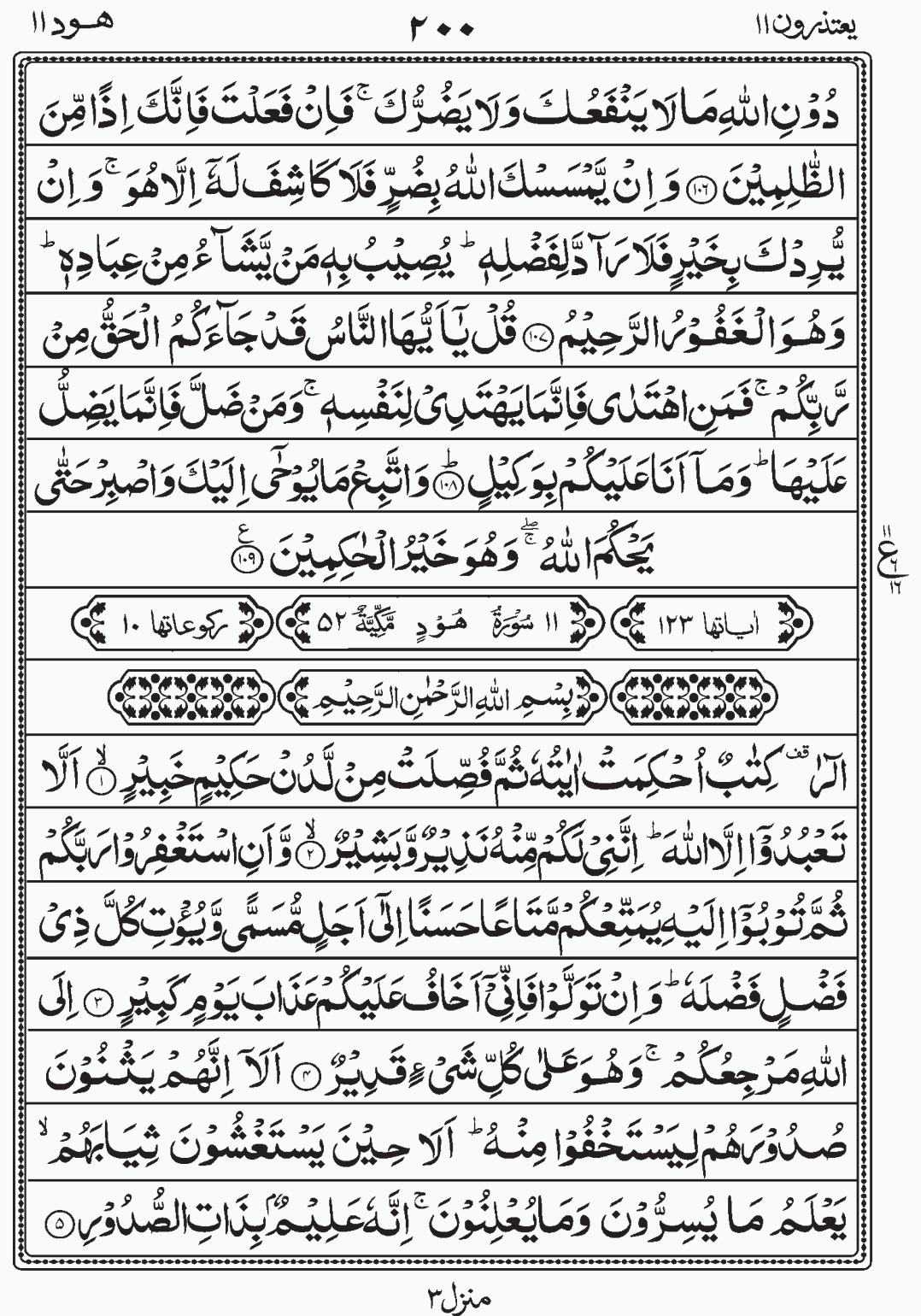 Read Quran, Surah Hud, Wa Mamin Da'abat, Para 12, Juz 12. readislam.info