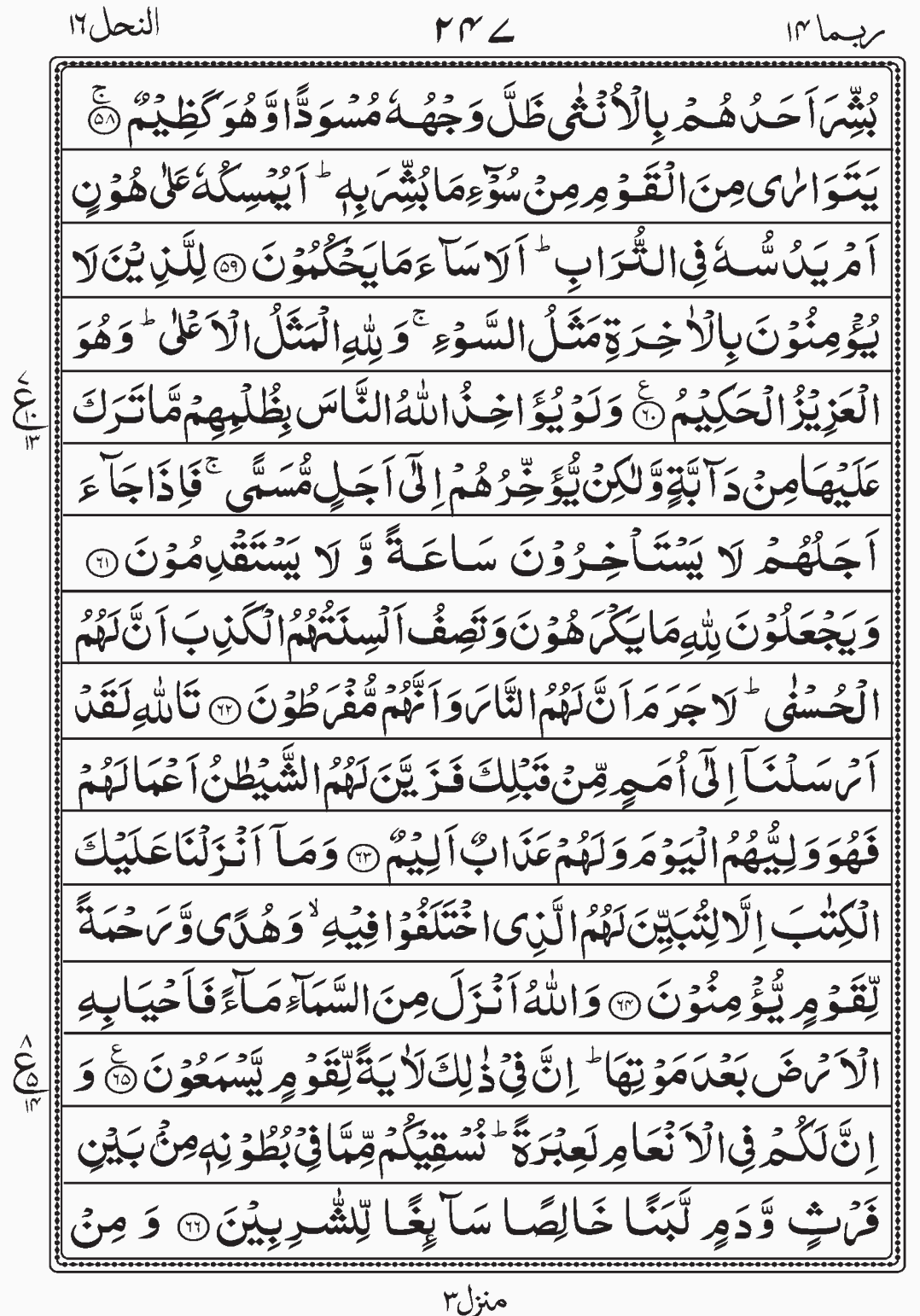 Read Surah An Nahl, Rubama, Para 14, Juz 14.