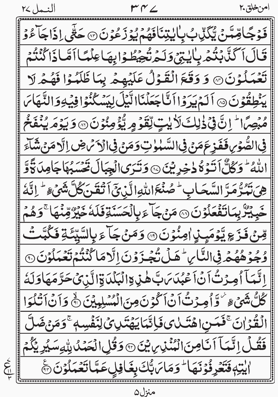 Read Surah Naml, Aman Khalaq Para 20, Juz 20