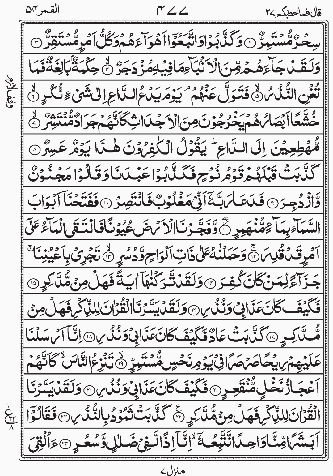 Read Quran, Surah Al Qamar Qala Fama Khatbukum Para 27 Juz 27 Sajda 12