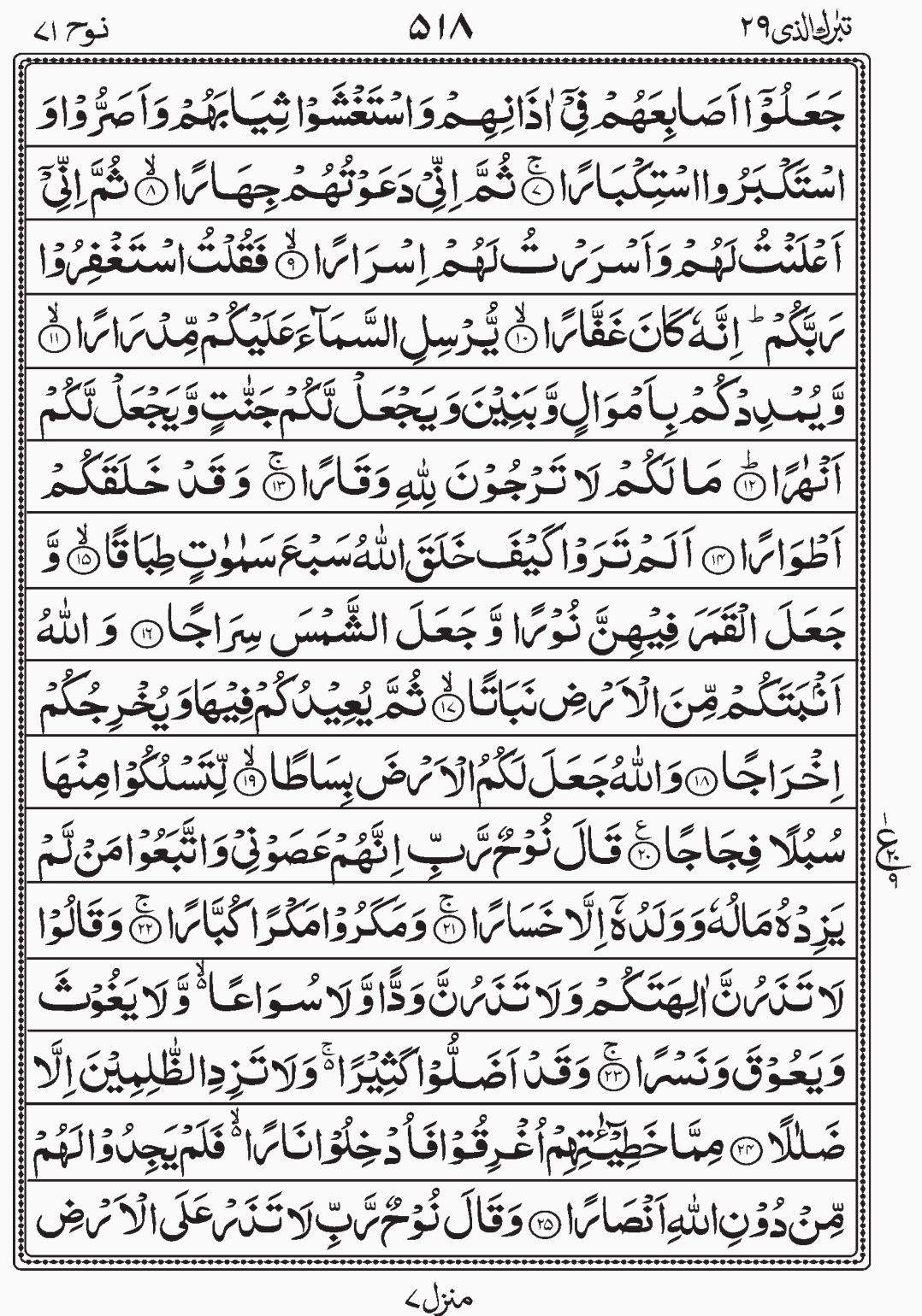 Read Quran, Surah Nuh, Tabarakallazi, Para 29 Juz 29.