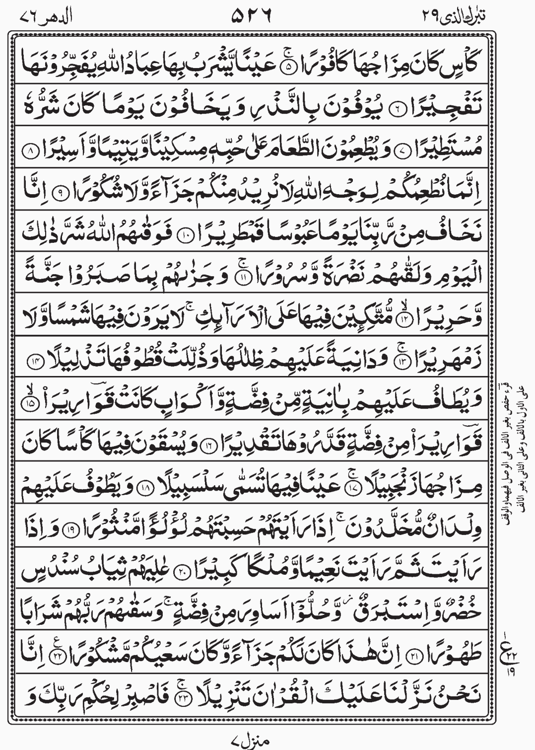 Read Quran, Surah Ad Dahar, Tabarakallazi, Para 29 Juz 29.